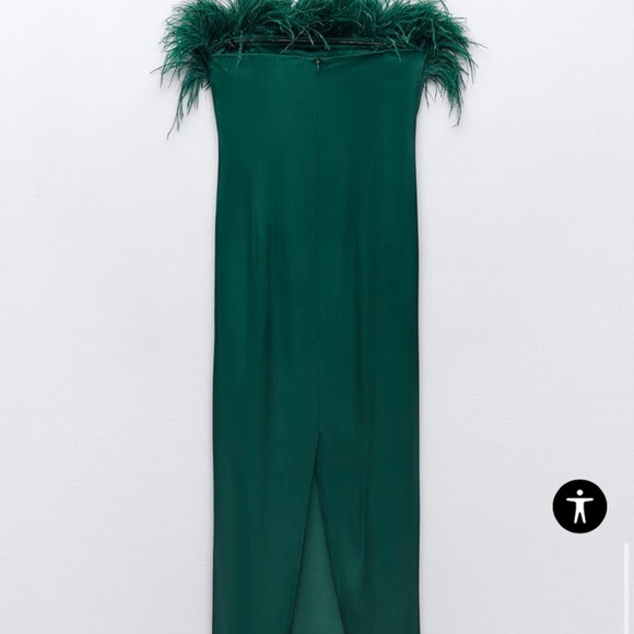 ZARA FEATHER SATIN EFFECT DRESS - Picture 4 of 11